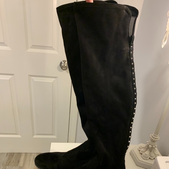 NWOT Marc Fisher Black Suede Knee High Boots - Picture 5 of 12